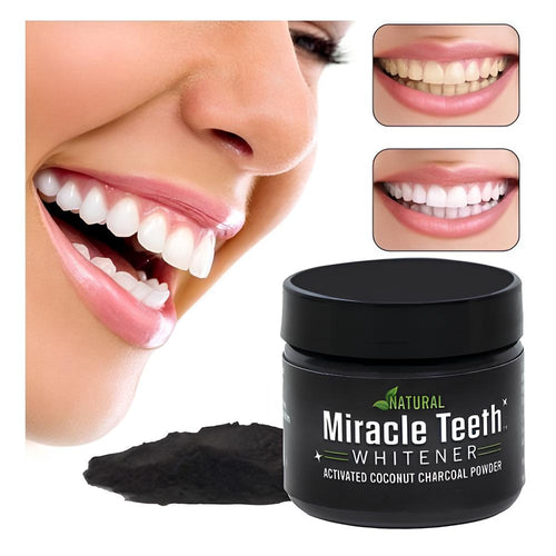 Poudre Miracle de blanchiment dentaire à base de charbon actif de noix de coco